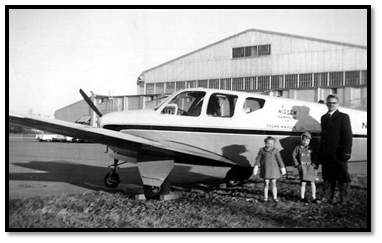 Ted Blake and family using the NIssen V-tail Bonanza plane